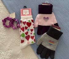 LoT NWT HeaRT Theme 2 Pr GLOVES  1 Pr Socks  Double Bracelet Stocking Stuffers