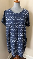 Old Navy Women's Size Large Navy Blue Geometric Print Linen Blend Shift Dress