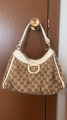 Authentic Gucci GG Canvas D-Ring Abbey Shoulder Bag