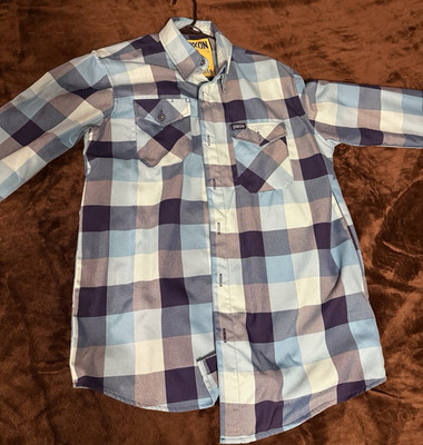 Dixxon Flannel Company Blue Balls Plaid Flannel Button-Up Shirt Pockets LT