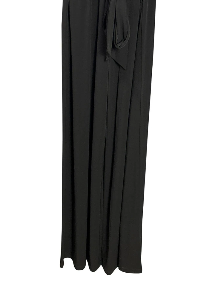 Lisa Rinna Collection Black Long Sleeve Jumpsuit Beaded Collar Tie Waist US S - Image 3 of 4