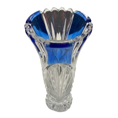 Anna Hutte Bleikristall Germany 24% Lead Crystal Blue Flash Acccents Vase