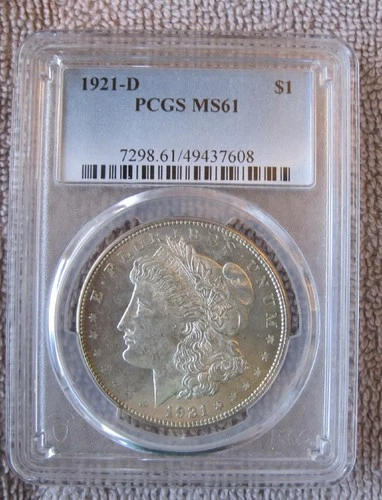 1921-D  Morgan Silver Dollar PCGS  MS61