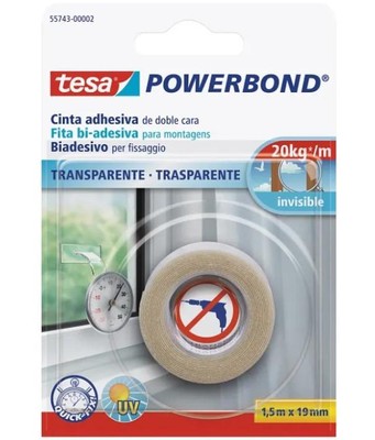 Tesa Powerbond doppelseitiges Klebeband transparent - 55743