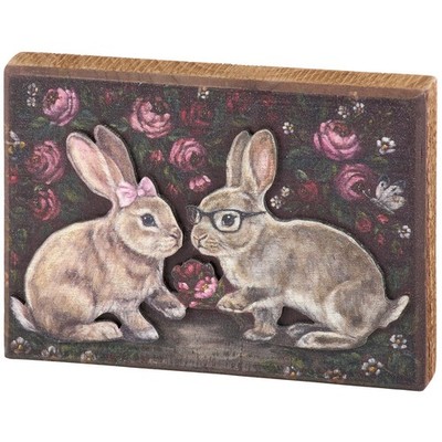 Primitives by Kathy Bunny Love Block Sign Easter Valentine's Day Spring Decor