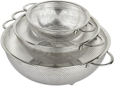 3-Piece Stainless Steel Mesh Micro-Perforated Strainer Colander Set (1-Quart, 2.