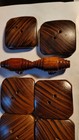 Buttons Wood Antique Lot Of 9 Carved, Square, Toggle Beautiful Solid Wood — photo 2