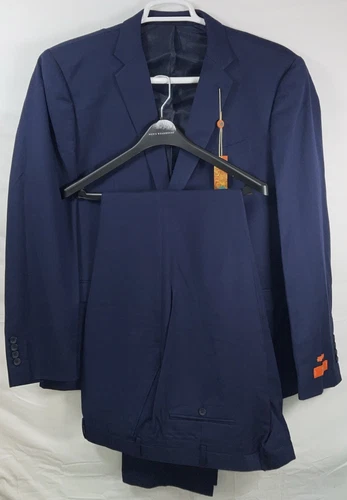 NWT Men Calvin Klein Egara 2 Button Side Vent 2 Piece Suit Navy Blue 48 Regular