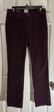 Ladies St. John Maroon 5 pocket Corduroy Pants, Sz 8 Straight Leg, Mid Rise