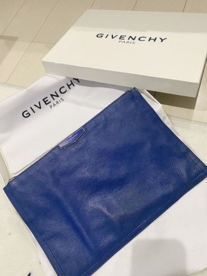 GIVENCHY ANTIGONA Authentic Blue Clutch Bag Flat Pouch Accessory Travel Case