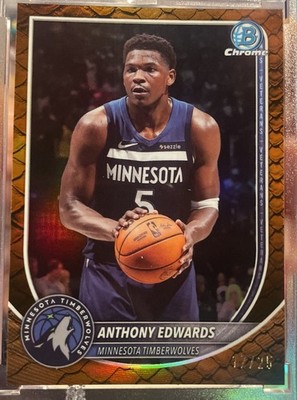 2025-26 Bowman Chrome Anthony Edwards Reptilian Orange Refractor /25