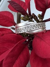 925 Silver Cross Over Zircon Pave Set  Ring Size O From Claro Jewellery