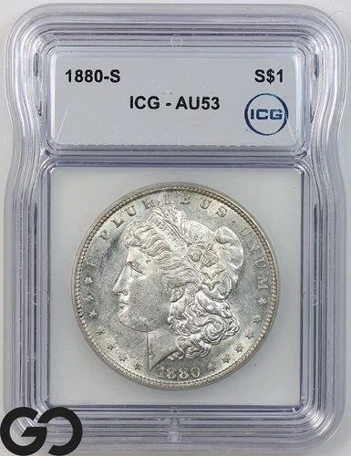 1880-S Morgan Silver Dollar Coin ICG AU 53