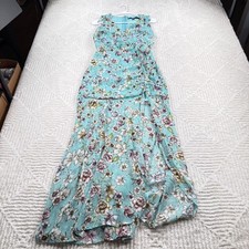 GUESS Floral Maxi Dress XS Turquoise Sundress Summer Coquette Garden Brunch Date