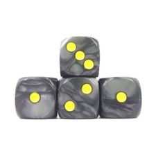 Foam Brain Dice  Supplies d6 Set - Black Pearl w/Yellow 12 New