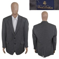 Brooks Brothers Italy 2 Button Gray Tweed Herringbone Wool Blazer Sport Coat 43R