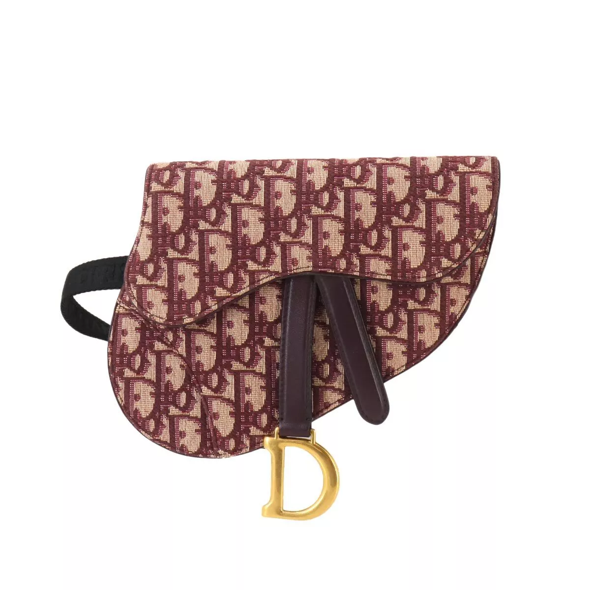 Christian Dior Oblique Selle Ceinture Pochette Sac Toile Cuir Bordeaux 90246720