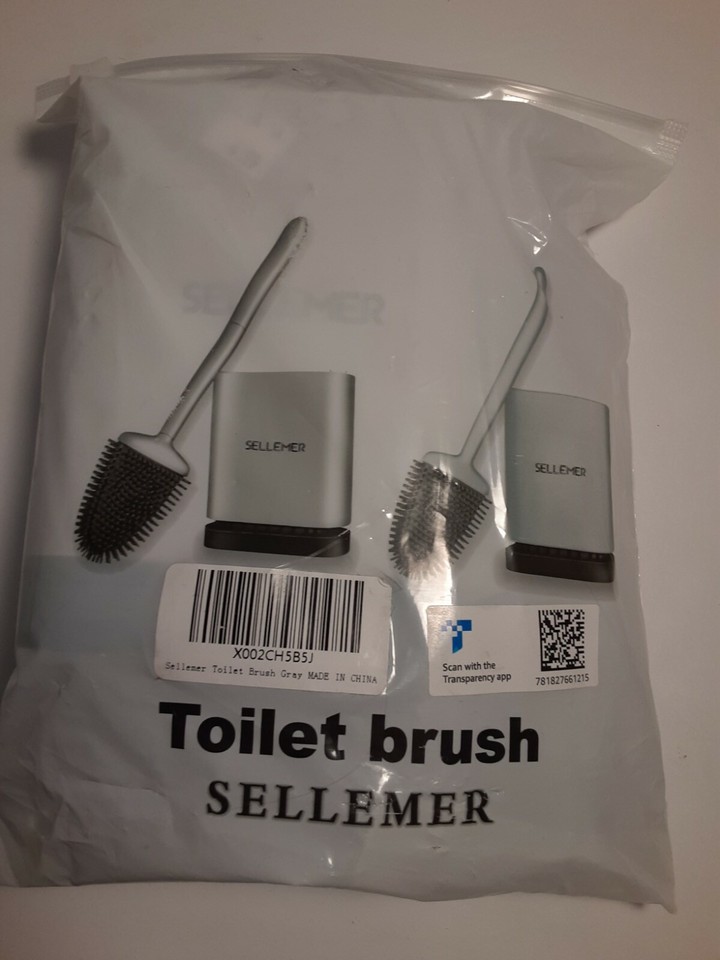 Sellemer Toilet Brush/Holder Set for Bathroom, Flexible Toilet Bowl