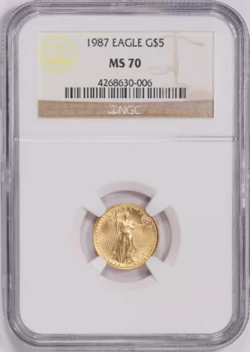 1987 $5 Gold American Eagle--1/10 oz--NGC MS70