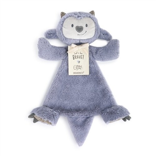 Demdaco Plush BLUE Monster GROWL PAL Blankie Rattle Security Blanket Lovey NEW - Picture 1 of 5