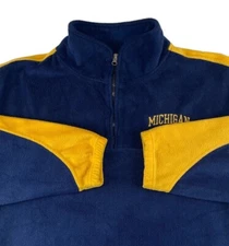 NCAA Michigan Wolverines Fleece Jacket Mens L Blue Gold Colorblock Embroidered