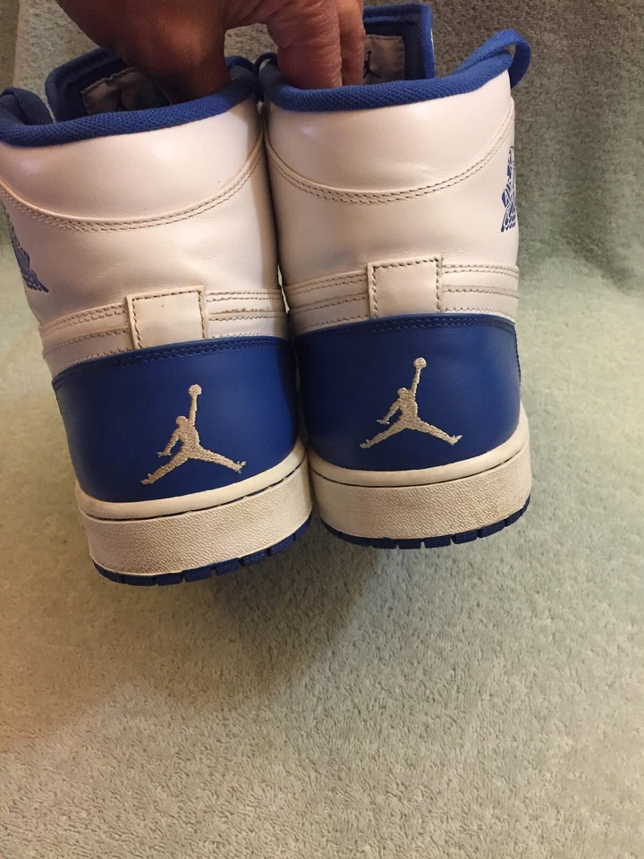 2011 Nike Air Jordan 1 retrô alto branco azul 332550-104 masculino tamanho 14 - Imagem 4 de 4