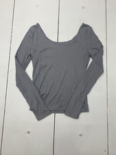 Dazy Womens Gray Ribbed Long Sleeve Shirt Size Small