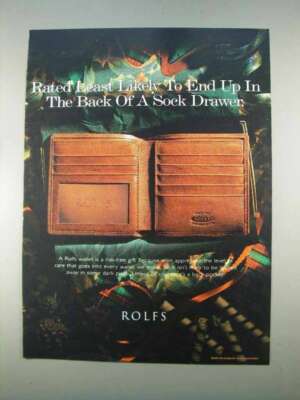 1996 Rolfs Wallet Ad -Least Likely Back of Sock Drawer