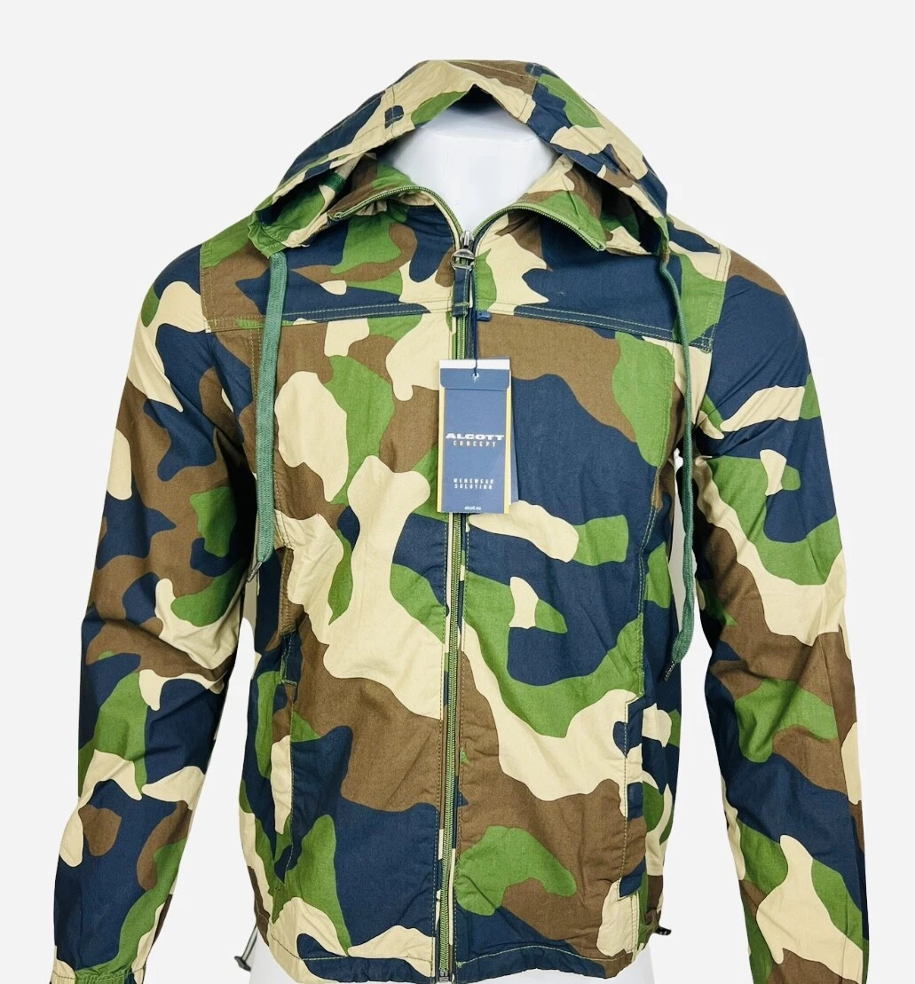 Mens Windbreaker Hooded Jacket Lightweight Full Zip - 210073