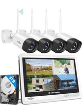 Hiseeu 5MP PRO Security Camera System 12  LCD Monitor 3T Motion/Night Cams