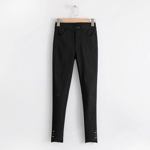 Eleganti raffinati pantaloni donna stretti nero tasche inverno fashion 6148  | eBay
