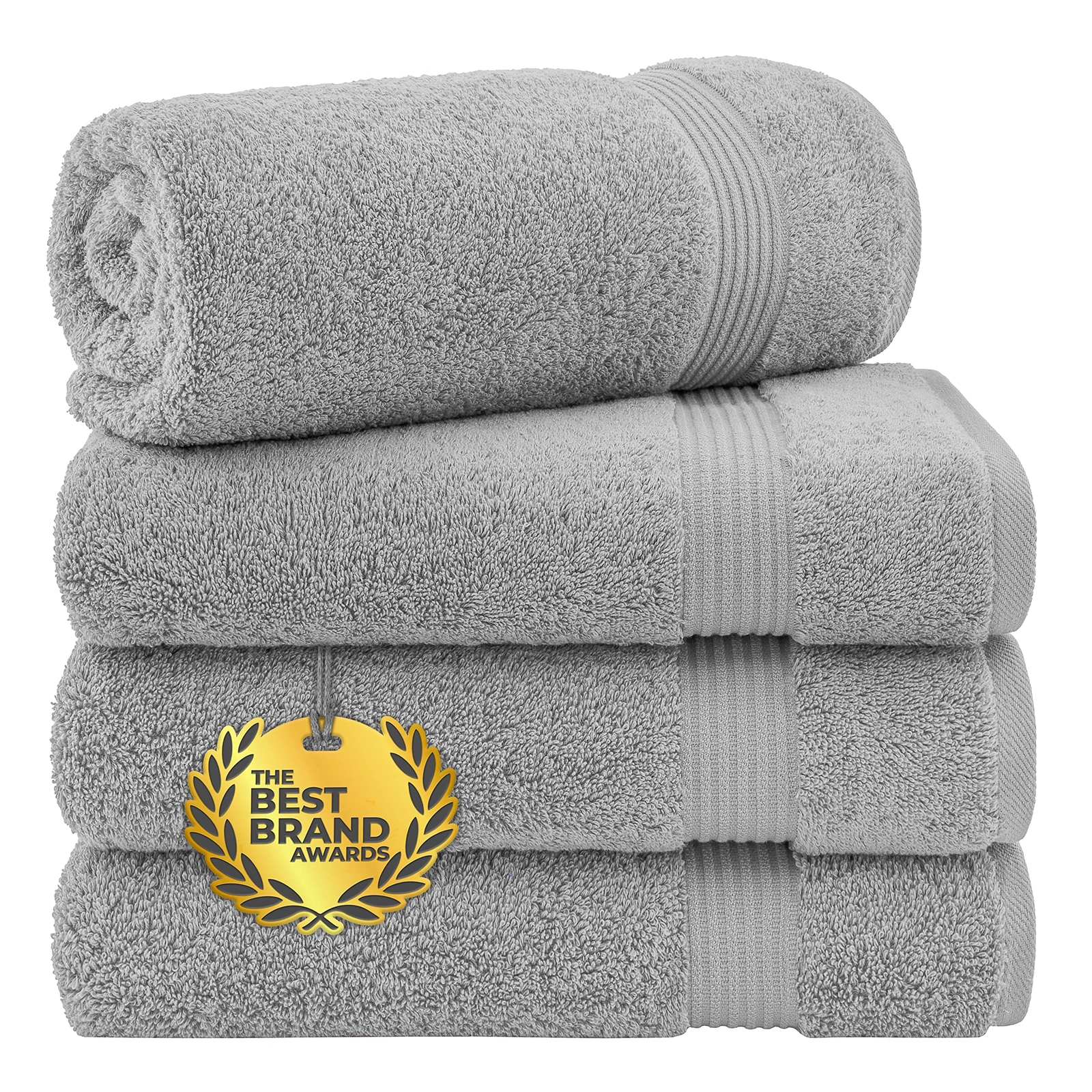 Soft Light Gray 100% Cotton Turkish Bath Towel Set - 4 Pieces