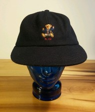Rare NOS Vintage Polo Ralph Lauren 1993 Sit-down Bear long bill hat Blue L Wool