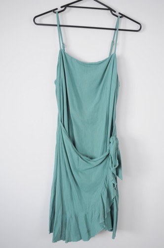 Dotti Dress Womens Size 12 green Sleeveless Wrap Linen Blend - Picture 6 of 12