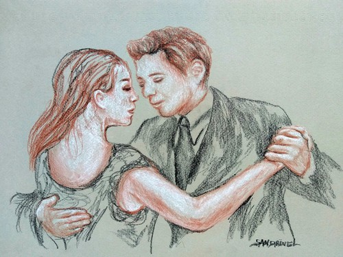 Dessin Couple Danse Latine Tango Argentin Abrazo Amoureux Amour Calin Tendresse Ebay