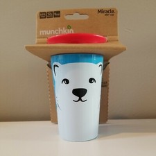 New Munchkin Miracle 360  WildLove Sippy Cup Polar Bear 9 oz Blue 12 Months