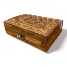 Barock Schatulle Barock Truhe Modell Schatulle  Mit Faltstern Intarsien Um 1800