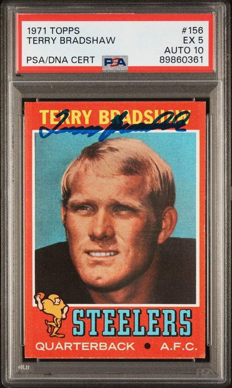 1971 Topps Autographed Terry Bradshaw Rookie Card PSA 5 DNA AUTO 10 #89860361