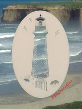 Lighthouse Static Cling Window Decal OVAL 21x33 Nautical Decor for Glass Doors