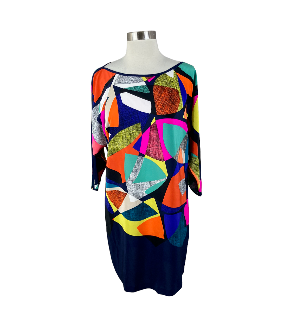 Trina Turk Dresses 2 Purple Orange Black Mod Geometric Silk Shift Dress