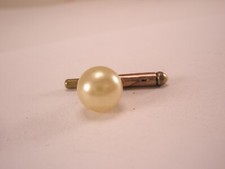 SINGLE 1 5/16" Faux Pearl  Gold Tone Vintage Formal Tux Shirt Stud j36