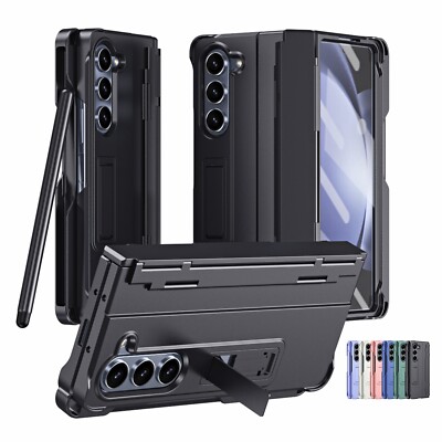 For Samsung Galaxy Fold 7/6/5/4/3 Screen Protector Pen Holder Hinge Case+Stylus