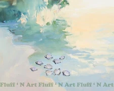 Baby Turtles at the Beach Pastel AI Digital Image 11x14 100% Cotton Paper B7