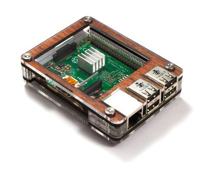 C4Labs Zebra Wood Case (with power cord) - for Raspberry Pi 3B+, 3B, and 2B 