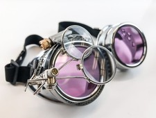 Steampunk Goggles Crazy GCG Burning man Cosplay Costume Mad Scientist 16X Purple