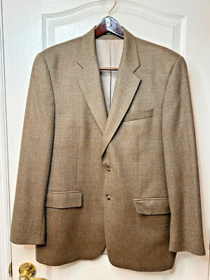 Vintage Lauren Ralph Lauren Mens 42R Tan Blue Lambs Wool Tweed