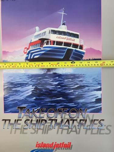 Vintage Seattle Victoria Vancouver Island Jetfoil Travel Poster 18" x 24" - Picture 2 of 3