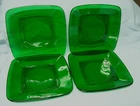 Luncheon Plates Anchor Hocking (4) Vtg Charm 8.25"  Forest Green Depression (A2)