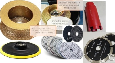3/4'' Full Bullnose shaping 1 3/8'' core bit 5'' Diamond Polishing Pad Blade 12+1