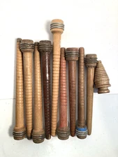 Bobbins Spools Wood Industrial Style 3"-10" Spindles Vtg Wooden Quills Lot-10: